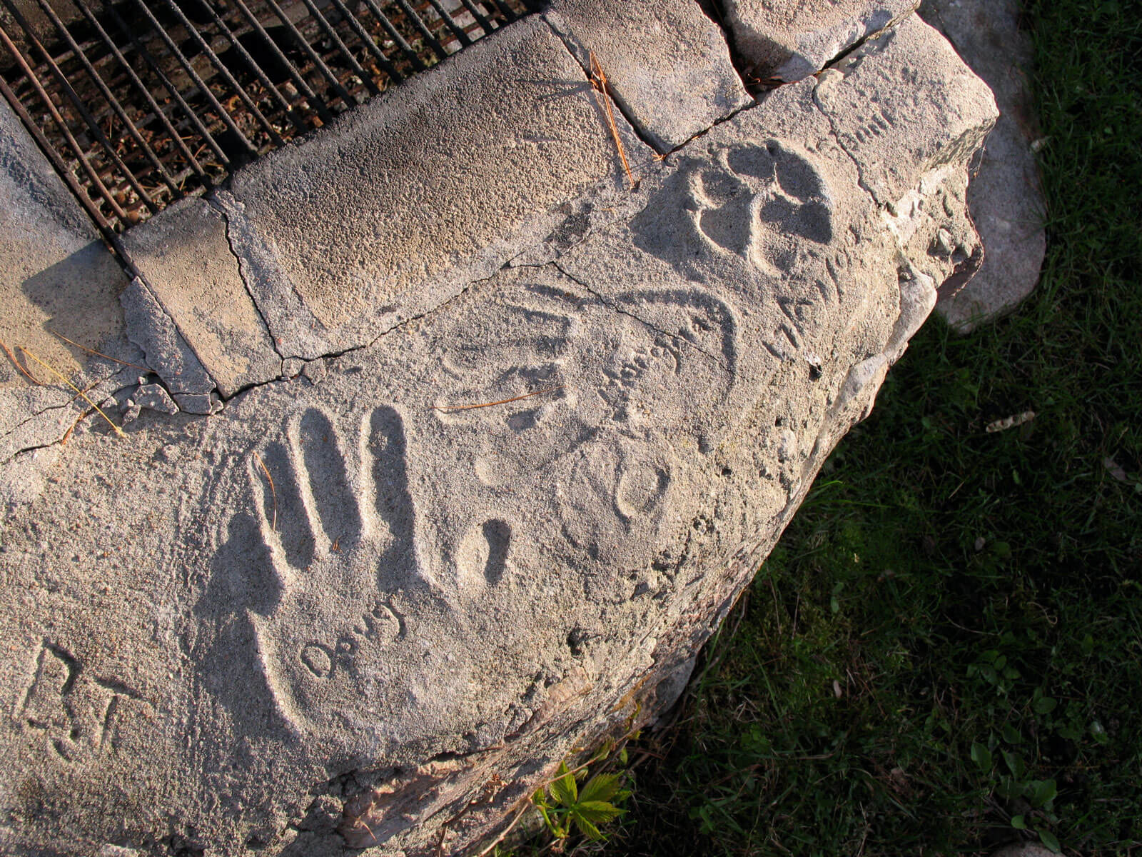 Handprints in concrete